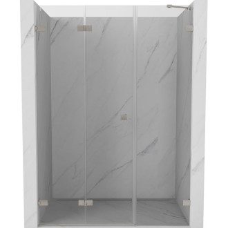 Sprchové dvere Mexen Lunar-F ľavé skladacie 140 cm, priehľadné, kartáčovaný nikel - 836S-140-050-97-00-L
