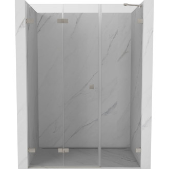 Sprchové dvere Mexen Lunar-F ľavé skladacie 150 cm, priehľadné, kartáčovaný nikel - 836S-150-050-97-00-L