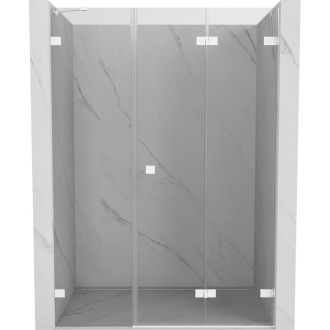 Sprchové dvere Mexen Lunar-F pravé skladacie 110 cm, priehľadné, biele - 836S-110-050-20-00-P