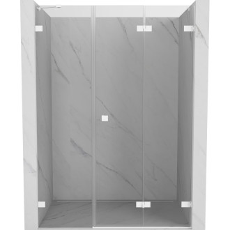 Sprchové dvere Mexen Lunar-F pravé skladacie 125 cm, priehľadné, biele - 836S-125-050-20-00-P