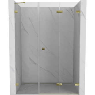 Sprchové dvere Mexen Lunar-F pravé skladacie 135 cm, priehľadné, zlaté - 836S-135-050-50-00-P