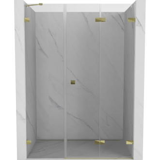 Sprchové dvere Mexen Lunar-F pravé skladacie 150 cm, priehľadné, zlaté - 836S-150-050-50-00-P