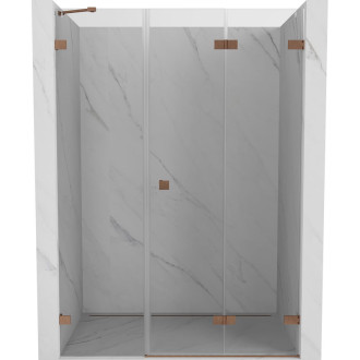 Sprchové dvere Mexen Lunar-F pravé skladacie 115 cm, priehľadné, kartáčovaná meď - 836S-115-050-65-00-P