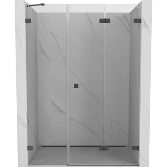 Sprchové dvere Mexen Lunar-F pravé, skladacie 140 cm, priehľadné, kartáčovaná pištoľ gray - 836S-140-050-66-00-P