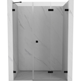 Sprchové dvere Mexen Lunar-F pravé skladacie 115 cm, priehľadné, čierne - 836S-115-050-70-00-P