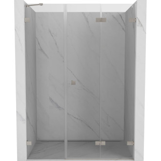 Sprchové dvere Mexen Lunar-F pravé skladacie 145 cm, priehľadné, kartáčovaný nikel - 836S-145-050-97-00-P