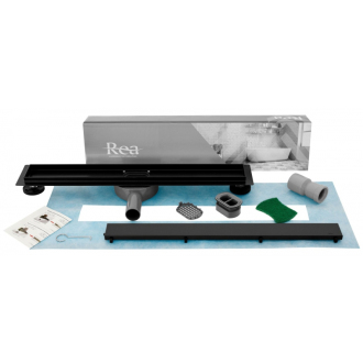 Rea Odtokový žľab + sifón + nohy + tesniaca manžeta Neo&amp;Pure 600 N PRO Black REA-G8905