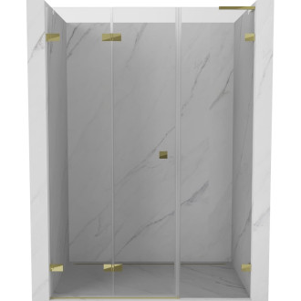Sprchové dvere Mexen Lunar-F L ľavé skladacie 140 cm, priehľadné, zlaté - 836SL-140-050-50-00-L