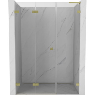Sprchové dvere Mexen Lunar-F L ľavé skladacie 120 cm, priehľadné, kartáčované zlato - 836SL-120-050-55-00-L