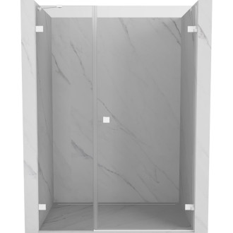 Sprchové dvere Mexen Lunar-B s pravými pántami 130 cm, priehľadné, biele - 832S-130-050-20-00-P