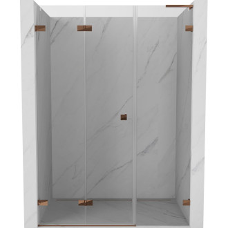 Sprchové dvere Mexen Lunar-F L ľavé skladacie 125 cm, priehľadné, ružové zlato - 836SL-125-050-60-00-L