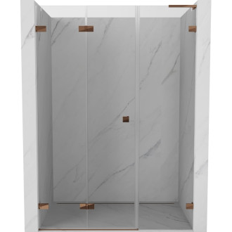 Sprchové dvere Mexen Lunar-F L ľavé skladacie 150 cm, priehľadné, ružové zlato - 836SL-150-050-60-00-L