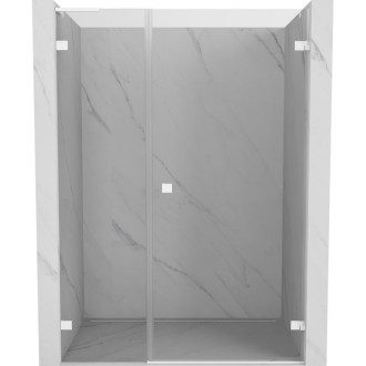 Sprchové dvere Mexen Lunar-B L s pravými pántami 145 cm, priehľadné, biele - 832SL-145-050-20-00-P