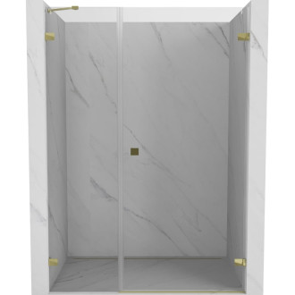 Sprchové dvere Mexen Lunar-B s pravými pántami 125 cm, priehľadné, zlaté - 832S-125-050-50-00-P
