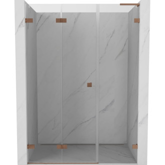 Sprchové dvere Mexen Lunar-F L ľavé skladacie 125 cm, priehľadné, kartáčovaná meď - 836SL-125-050-65-00-L