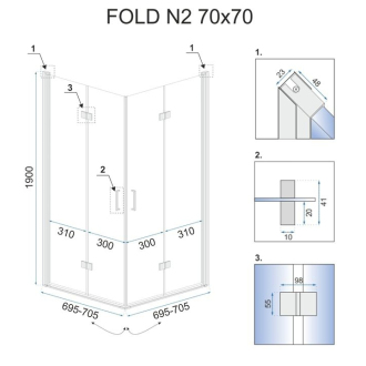 Rea Sprchovací kút 900x900x1900 bez vaničky - sklo transparent Fold N2 REA-K9991