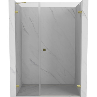 Sprchové dvere Mexen Lunar-B s pravými pántami 140 cm, priehľadné, zlaté - 832S-140-050-50-00-P
