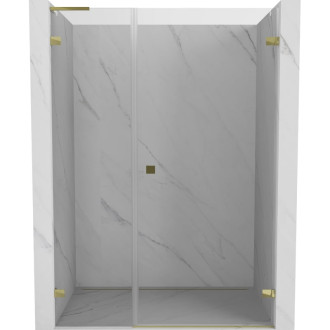 Sprchové dvere Mexen Lunar-B L s pravými pántami 115 cm, priehľadné, zlaté - 832SL-115-050-50-00-P