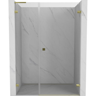 Sprchové dvere Mexen Lunar-B L s pravými pántami 145 cm, priehľadné, zlaté - 832SL-145-050-50-00-P
