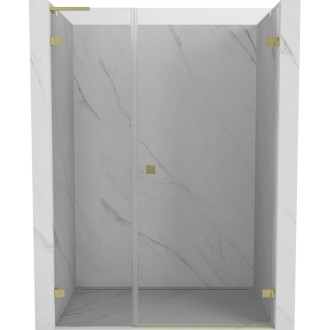 Sprchové dvere Mexen Lunar-B L s pravými pántami 120 cm, priehľadné, kartáčované zlato - 832SL-120-050-55-00-P