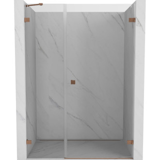 Sprchové dvere Mexen Lunar-B s pravými pántami 110 cm, priehľadné, kartáčovaná meď - 832S-110-050-65-00-P