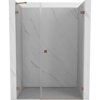 Sprchové dvere Mexen Lunar-B s pravými pántami 115 cm, priehľadné, kartáčovaná meď - 832S-115-050-65-00-P