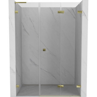 Sprchové skladacie dvere Mexen Lunar-F L pravé 115 cm, priehľadné, zlaté - 836SL-115-050-50-00-P