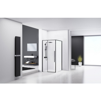 Rea Sprchovací kout z priehľadného skla 900x900 Solar Black REA-K6412