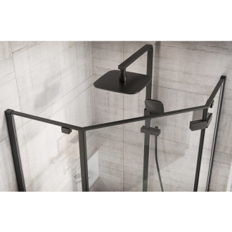 Rea sklenený kout priehľadný 1000 x 1000 x 1950 Diamond Black REA-K5623