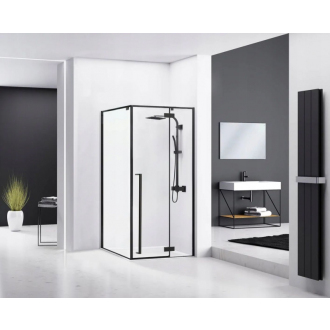 Rea sklenený kout priehľadný bez vaničky 800x1000x1900 mm Fargo Black REA-K6950