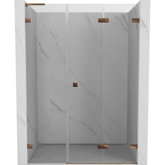 Sprchové dvere Mexen Lunar-F L pravé, skladacie 150 cm, priehľadné, ružové zlato - 836SL-150-050-60-00-P