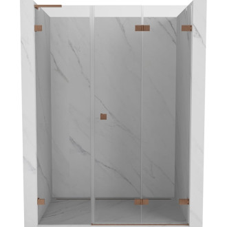 Sprchové dvere Mexen Lunar-F L pravé skladacie 115 cm, priehľadné, kartáčovaná meď - 836SL-115-050-65-00-P