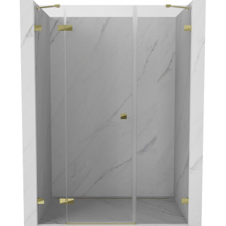 Sprchové dvere Mexen Lunar s ľavými pántami 130 cm, priehľadné, zlaté - 834S-130-050-50-00-L