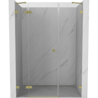 Sprchové dvere Mexen Lunar s ľavými pántami 120 cm, priehľadné, kartáčované zlato - 834S-120-050-55-00-L