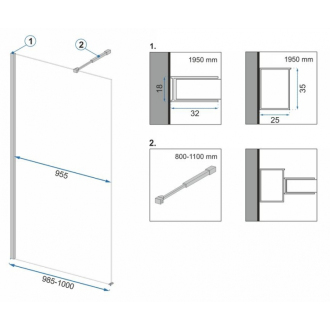 Rea Zástena walk-in Aero Black 100 REA-K6596