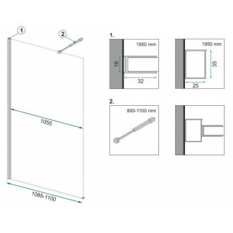 Rea Zástena walk-in Aero Black 110 REA-K6597