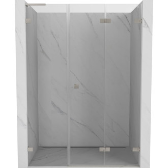 Sprchové dvere Mexen Lunar-F L pravé skladacie 130 cm, priehľadné, kartáčovaný nikel - 836SL-130-050-97-00-P