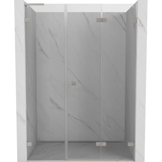 Sprchové dvere Mexen Lunar-F L pravé, skladacie 140 cm, priehľadné, kartáčovaný nikel - 836SL-140-050-97-00-P