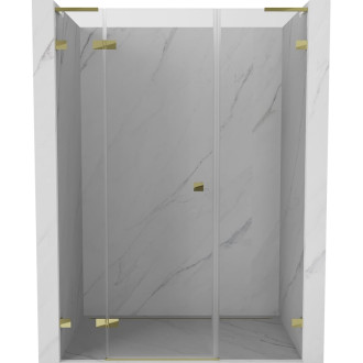 Sprchové dvere Mexen Lunar L s ľavými pántami 130 cm, priehľadné, zlaté - 834SL-130-050-50-00-L