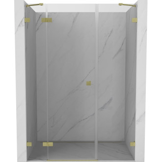 Sprchové dvere Mexen Lunar s ľavými pántami 155 cm, priehľadné, kartáčované zlato - 834S-155-050-55-00-L