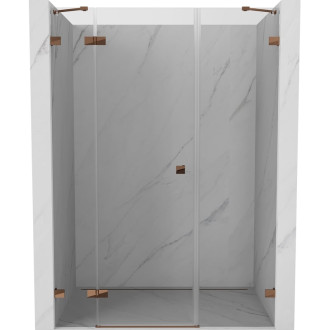 Sprchové dvere Mexen Lunar s ľavými pántami 140 cm, priehľadné, ružové zlato - 834S-140-050-60-00-L