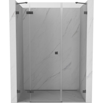 Sprchové dvere Mexen Lunar s ľavými pántami 130 cm, priehľadné, kartáčovaná pištoľovo sivá - 834S-130-050-66-00-L