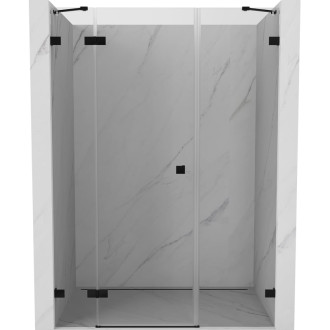 Sprchové dvere Mexen Lunar s ľavými pántami 150 cm, priehľadné, čierne - 834S-150-050-70-00-L