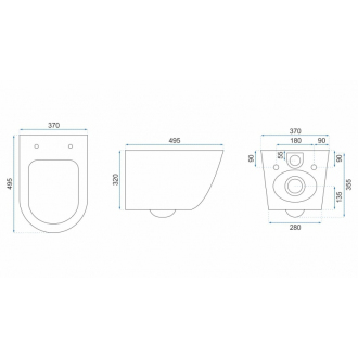 Rea Závesné WC Carlo Mini Rimless Duroplast/Flat/ZM Black Mat REA-C8489