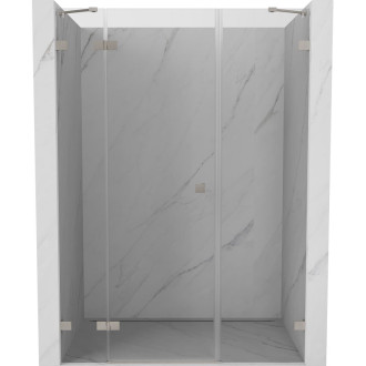 Sprchové dvere Mexen Lunar s ľavými pántami 145 cm, priehľadné, kartáčovaný nikel - 834S-145-050-97-00-L