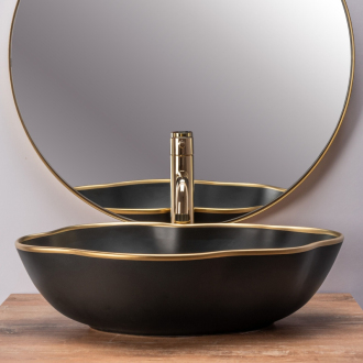 REA Umývadlo na dosku Pearl Black Gold Edge REA-U0692