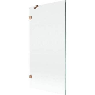 Vaňová zástena Mexen Lunar s jedným krídlom 90 x 150 cm, priehľadná, kartáčovaná meď - 897-090-000-65-00