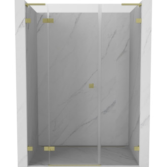 Sprchové dvere Mexen Lunar L s ľavými pántami 150 cm, priehľadné, kartáčované zlato - 834SL-150-050-55-00-L
