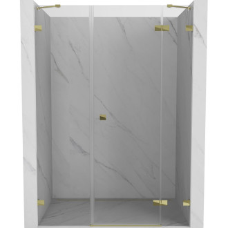 Sprchové dvere Mexen Lunar s pravými pántami 135 cm, priehľadné, zlaté - 834S-135-050-50-00-P