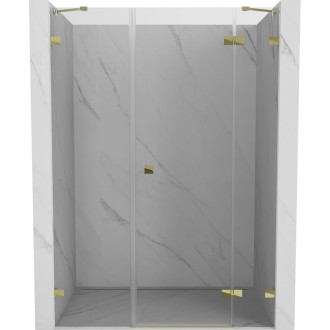 Sprchové dvere Mexen Lunar s pravými pántami 160 cm, priehľadné, zlaté - 834S-160-050-50-00-P